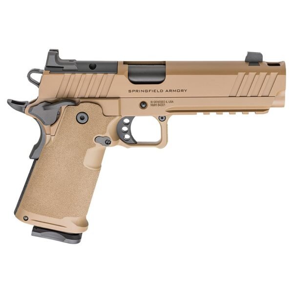 Springfield 1911 DS Prodigy Comp Handgun 9mm Luger 17(1) &20(1) Magazines 5" Barrel Coyote Brown Optic Ready