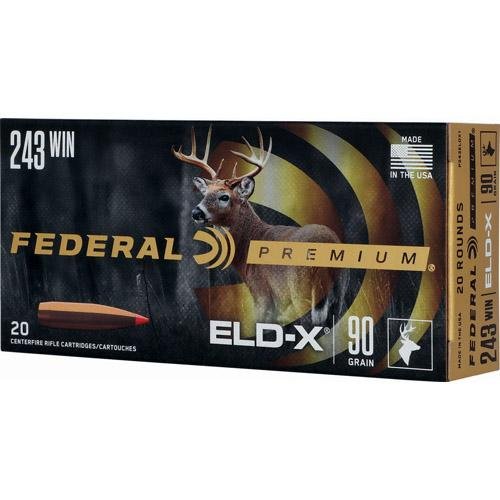 Federal Premium ELD-X Rifle Ammunition .243 Win 90gr HP 3100 fps 20/ct