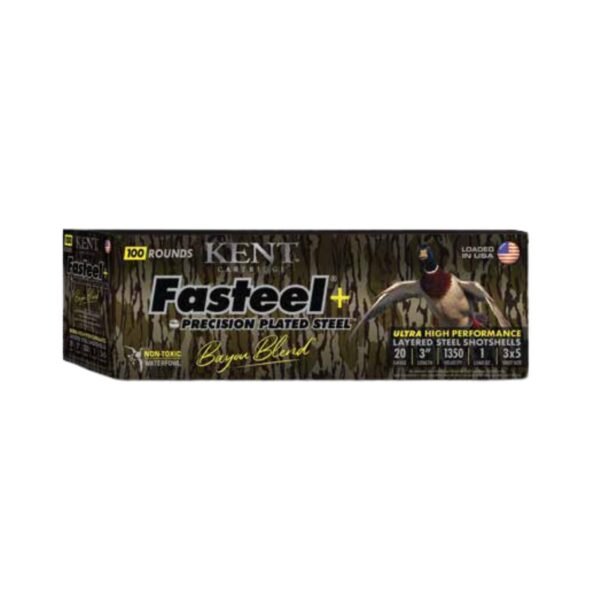 Kent Fasteel+ Precision Plated Steel Bayou Blend Shotshells 20ga 3" 1oz 1350 fps #3 & #5 100/ct
