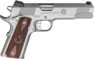 SPRINGFIELD 1911 LOADED 45ACP - 5" 7RD SS/WOOD GRIPS CA COMP