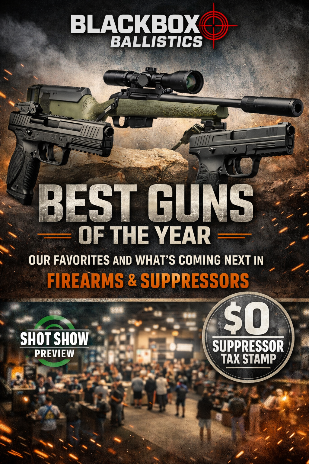 Best guns of the year featuring Smith & Wesson 5.7, Ruger American Gen 2 Predator, and SAR9 with SHOT Show preview and suppressor updates