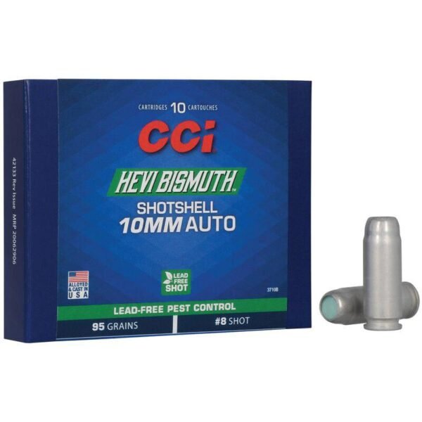 CCI Pest Control Bismuth Shotshell Ammunition 10mm Auto 8 shot 1300 fps 10/ct