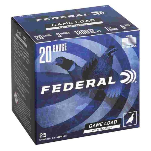 FEDERAL GAME-SHOK HI-BRASS LEAD SS 20GA 3" 3DR 1 1/4OZ 5 AMMO 25RD
