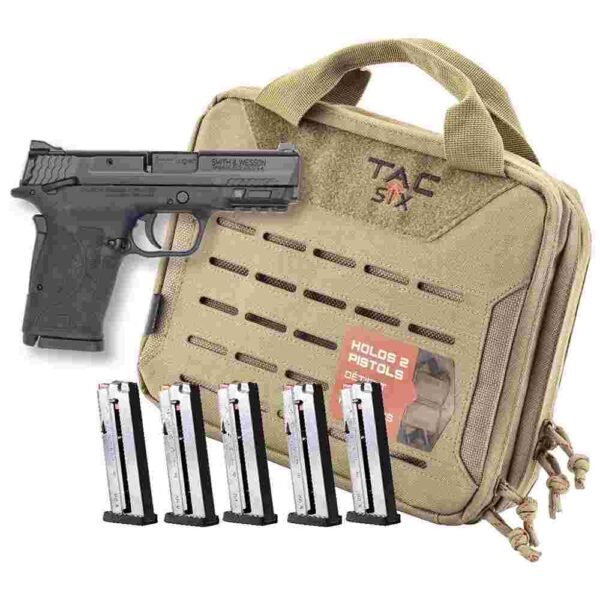 Smith & Wesson M&P9 Shield EZ M2.0 Handgun Bundle 9mm Luger 8rd Magazines (5) 3.675" Barrel Black with Case
