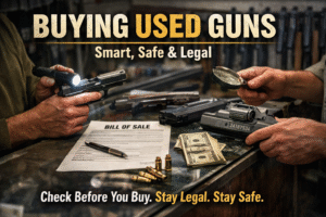 Buying a used gun safely with bill of sale and serial number check at Blackbox Ballistics