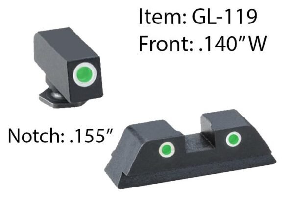 Ameriglo Classic Tritium Night Sight Set 3-Dot for Glock 20 21 29 30 31 32 36 40 41