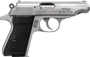 WALTHER PP 380ACP STAINLESS - 7RD BLACK SYNTHETIC GRIPS