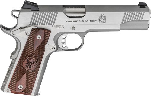 SPRINGFIELD 1911 LOADED 45ACP - 5" 7RD SS/WOOD GRIPS CA COMP