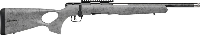 SAVAGE B22 22LR TIMBERLITE - THUMBHOLE 18" CF 10RD GRY WOOD