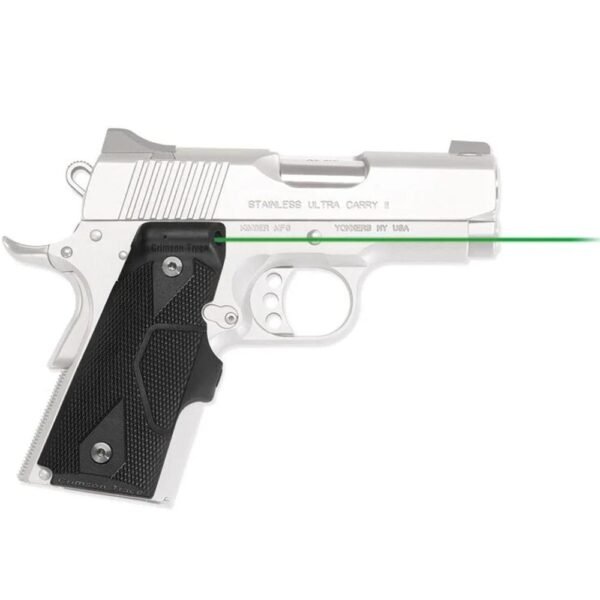 Crimson Trace LG-404G Front Activation Green Handgun Lasergrips for 1911 Compact Black